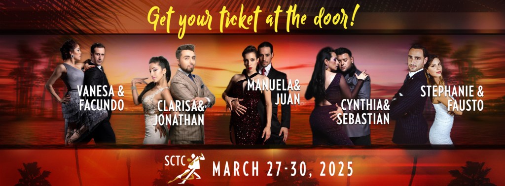 Afiche oficial con todos los maestros SoCal Tango Festival & Championship 2025.